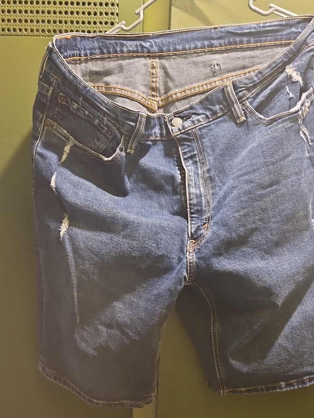 Levi's blue denim jeans with yellow leather patch